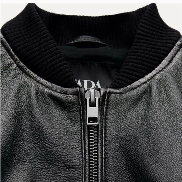 ZARA OVERSIZED LEATHER BOMBER JACKET DARK BROWN XS 5479/713/716 GENUINE FALL - Picture 8 of 9